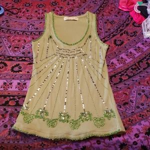 Green sequined tank top